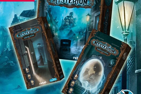 Mysterium - kooperacyjna gra o duchach - zapowiedź, pudełka podstawki i dodatków.
