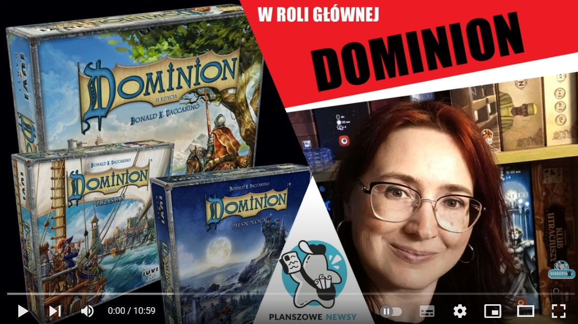 Pudełka gry planszowej Dominion oraz dodatków Przystań i Pieśń Nocy.