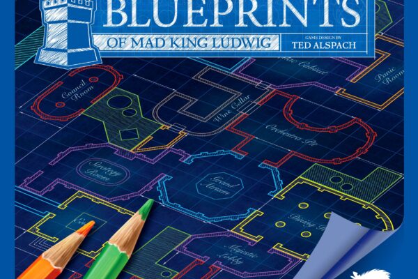 Obrazek przedstawiający projekt okładki gry Blueprints of Mad King Ludwig