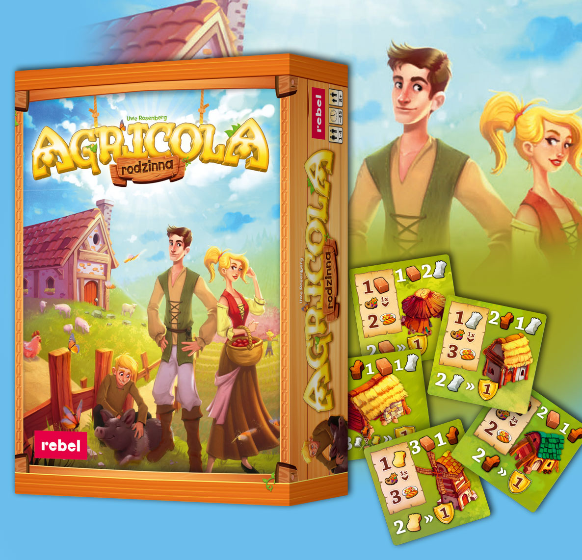 Agricola Rodzinna - okładka gry i kafle