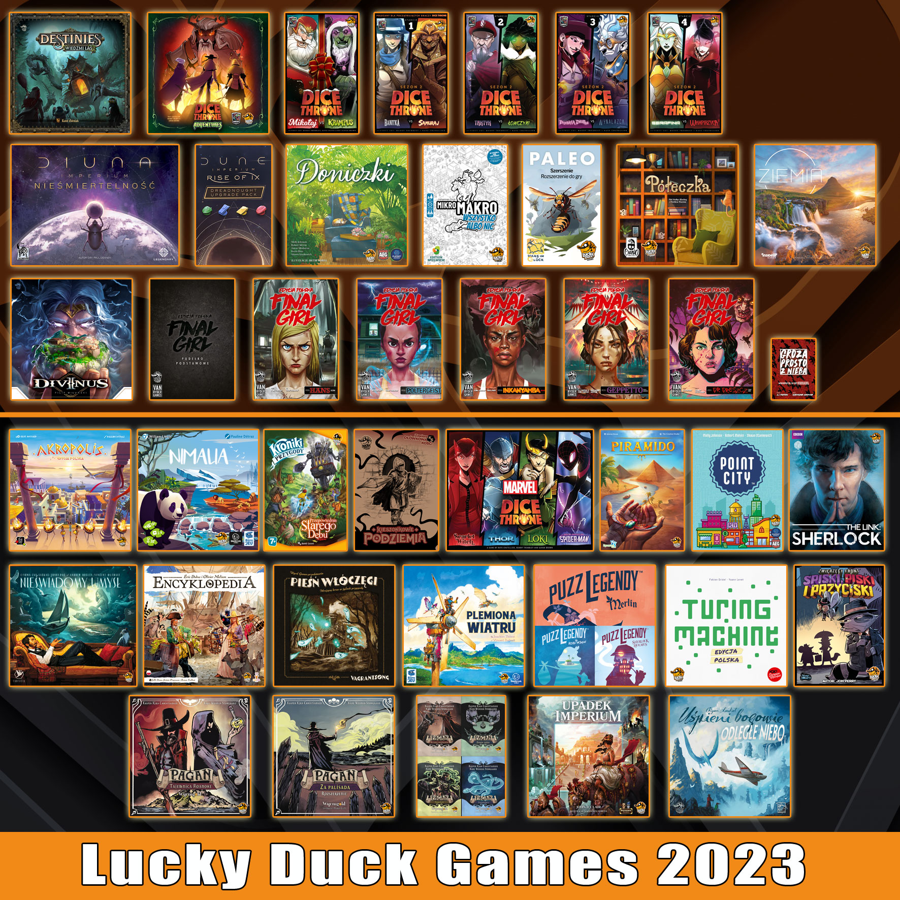 Okładki gier zapowiedzianych przez Lucky Duck Games