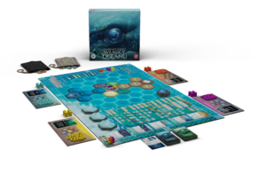 Komponenty i pudełko gry Władcy Oceanów