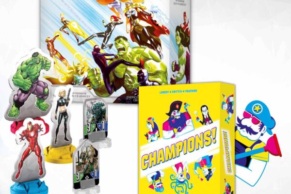 Champions! i Marvel: D.A.G.G.E.R. pudełka i komponenty gier