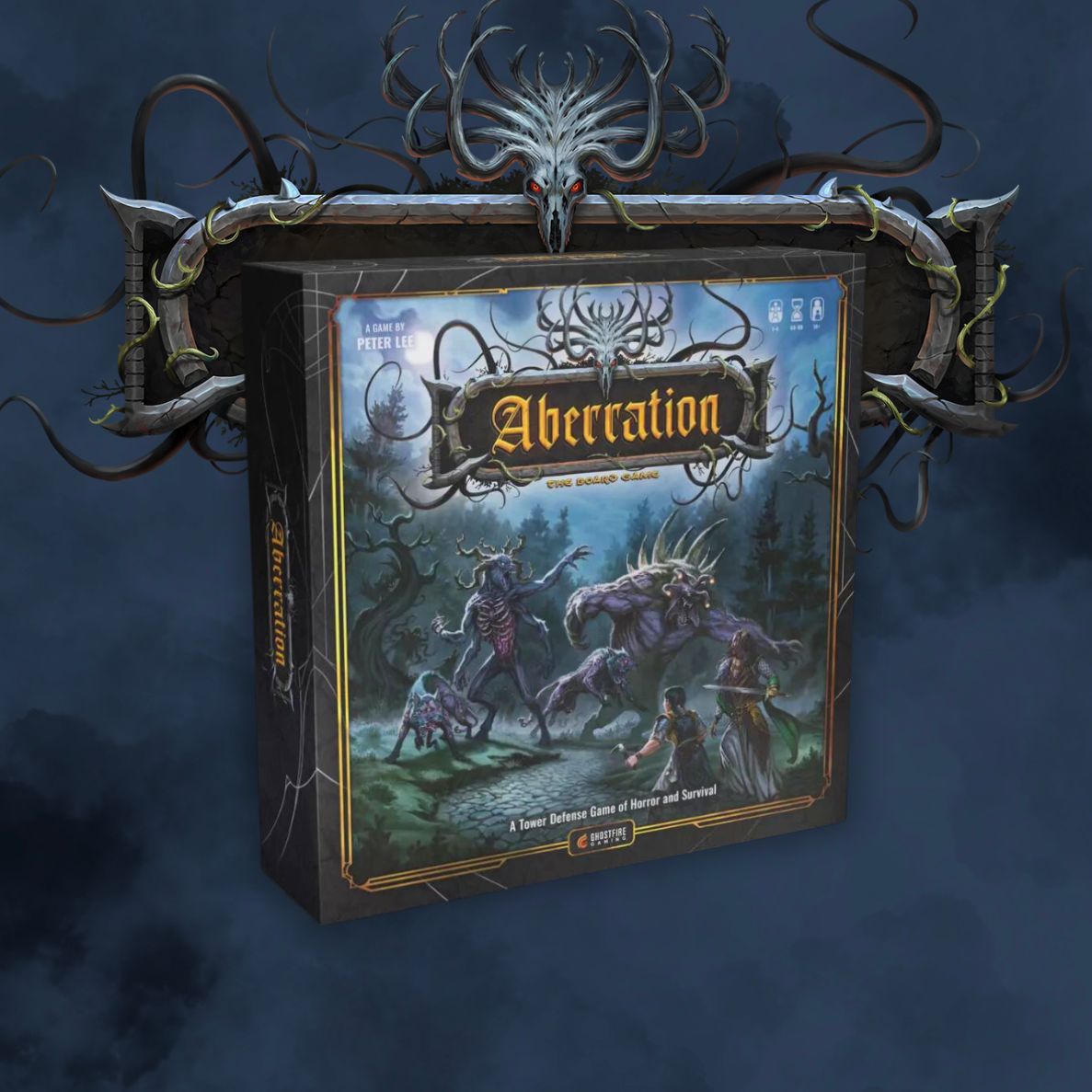 pudełko gry Aberration, której projektantem gry jest Peter Lee