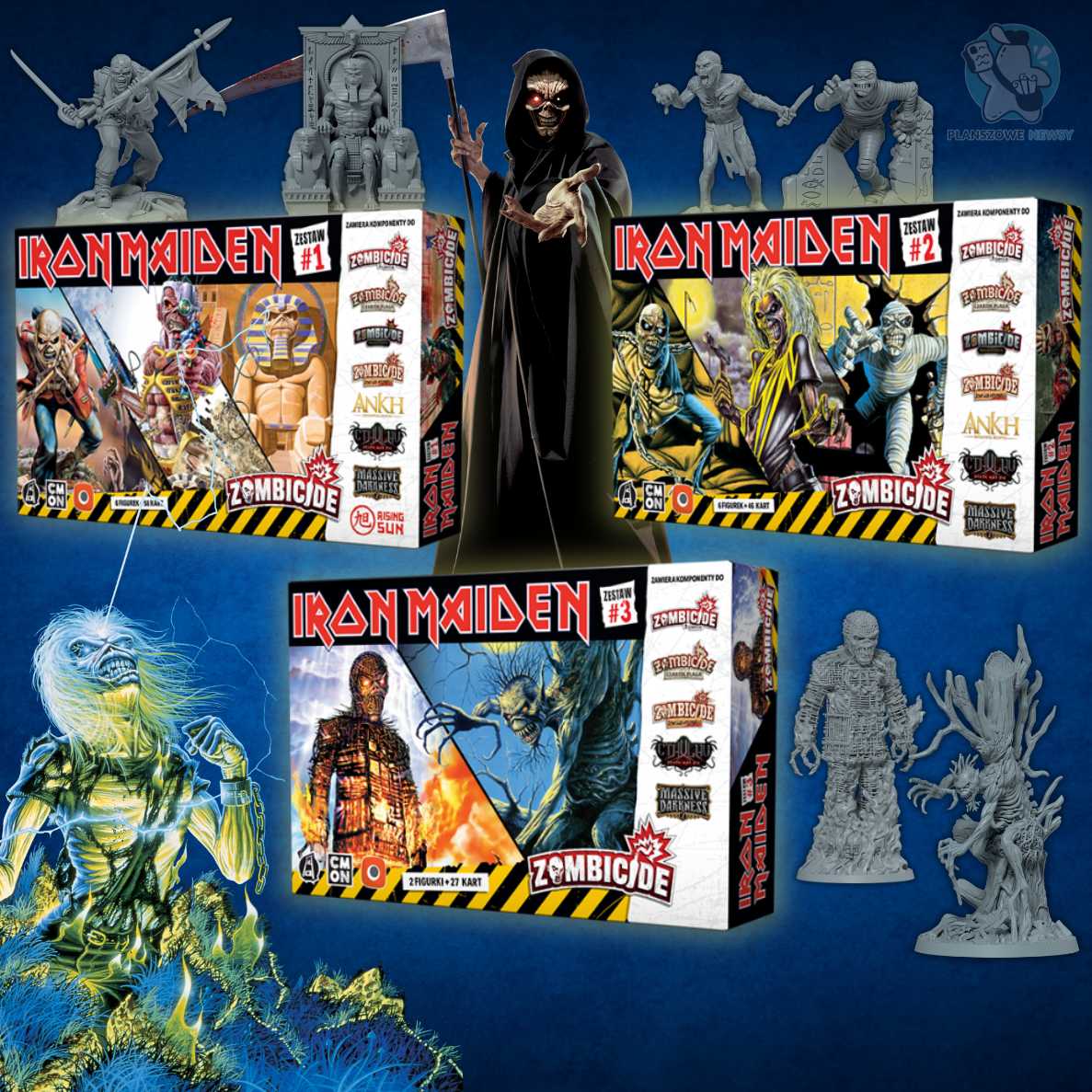 Iron Maiden - pudełka i figurki trzech zestawów