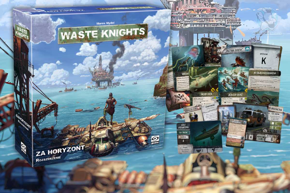 Waste Knights: Za Horyzont - pudełko oraz karty
