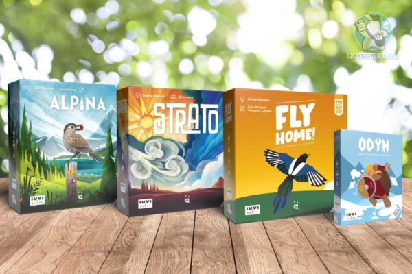 pudełka nowych gier iuvi games fly home, strato, odyn, alpina