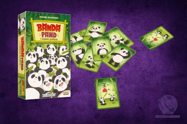 zielone pudełko z pandami przedstawiające nową gre wydawnictwa egmont Banda Pand