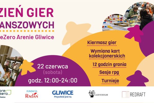 plakat reklamujący Dzień Gier Planszowych w PreZero Arena Gliwice