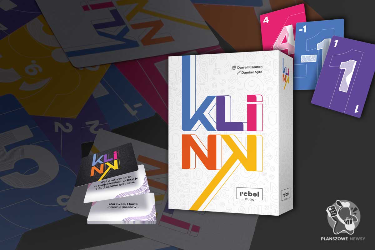 grafika prezentująca pudełko i karty do gry Klink