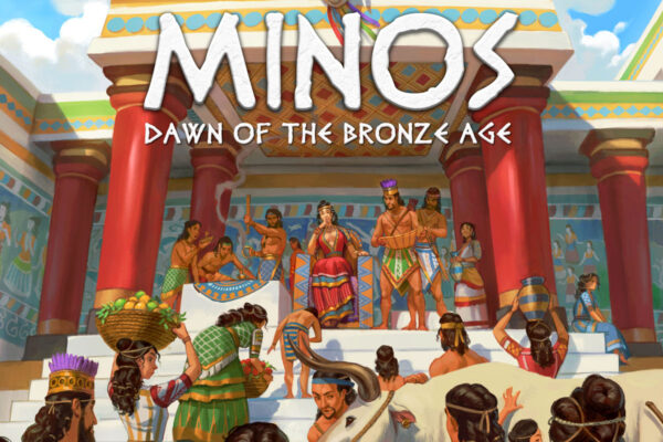 grafika prezentująca front pudełka gry planszowej Minos: Dawn of the Bronze Age