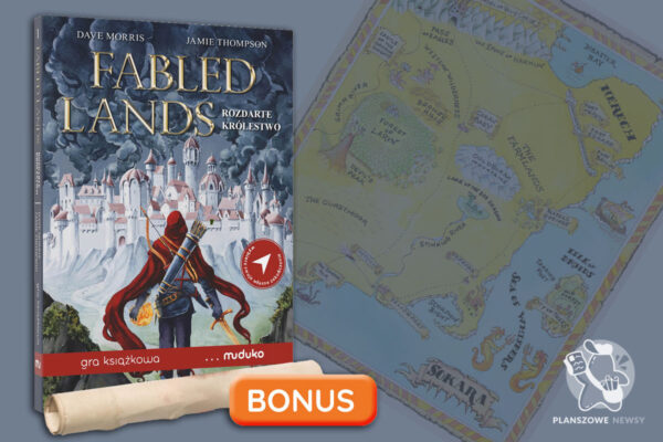 grafika prezentująca okładkę gry paragrafowej Fabled Lands. Rozdarte Królestwo