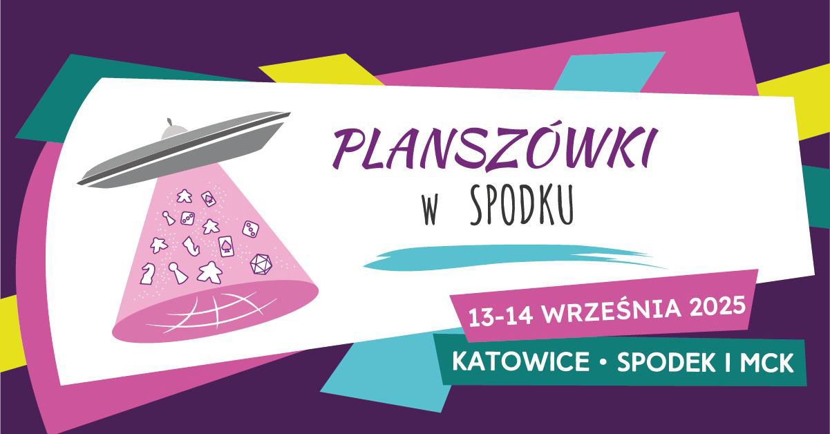 Grafika informująca o terminie wydarzenia Planszówki w Spodku