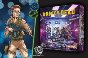 grafika prezentująca pudełko do gry planszowej z linii Zombicide: Army of the Dead