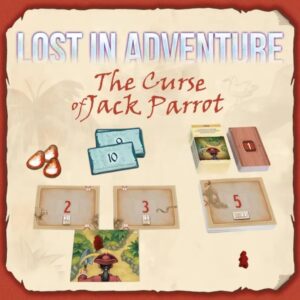 Lost in Adventure: The Curse of Jack Parrot! grafika zapowiadająca grę oraz jej komponenty.