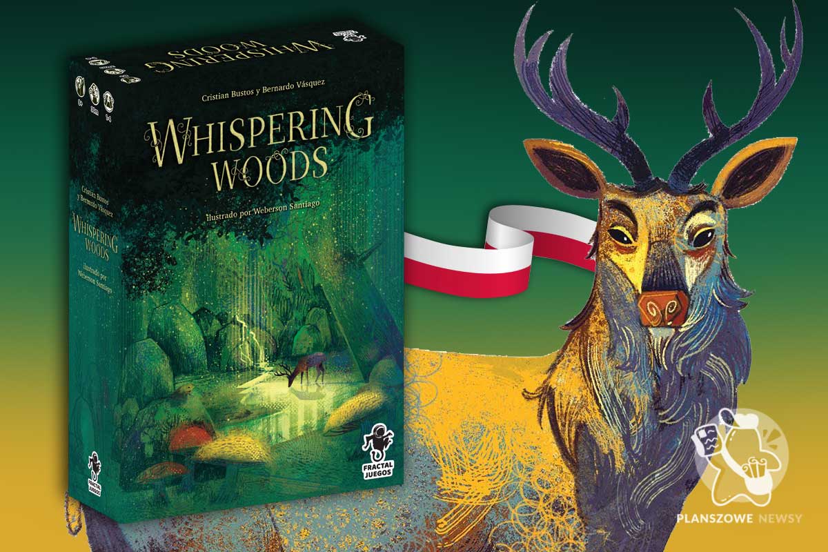 pudełko gry Whispering Woods z grafiką jednego z magicznych zwierząt z gry