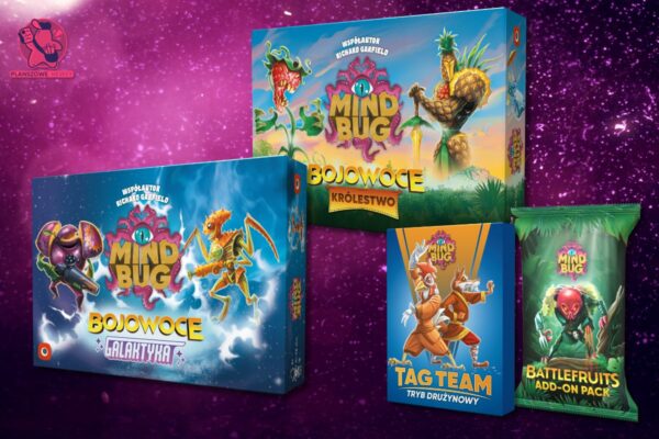 Przedsprzedaż Mindbugów: Nowe dodatki i samodzielne gry od Portal Games Pudełka gier z serii Mindbug.