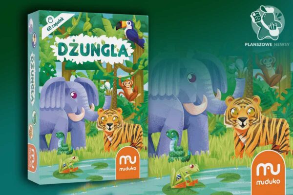 Dżungla. 60 zagadek. Nowość wydawnictwa Muduko już w sklepach grafika prezentująca pudełko do gry planszowej Dżungla