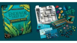 Endeavor Deep Sea: Uncharted Waters – nowy dodatek na Kickstarterze Pudełko oraz komponenty rozszerzenia Uncharted Waters.