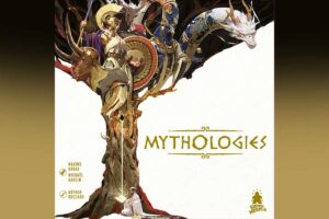 grafika pokazująca front pudełka gry planszowej Mythologies