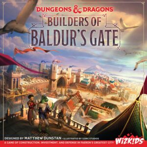 okładka gry Dungeons & Dragons: Builders of Baldur's Gate z widocznym miastem