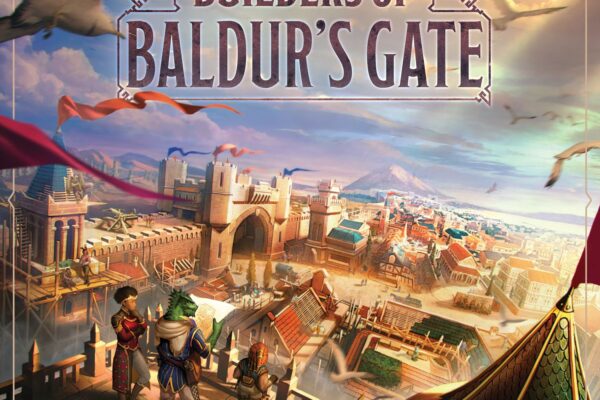 Dungeons & Dragons: Builders of Baldur’s Gate. Zapowiedź okładka gry Dungeons & Dragons: Builders of Baldur's Gate z widocznym miastem
