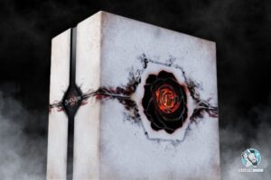 Pudełko gry Black Rose Wars Revised Edition w oparach dymu na czarnym tle.